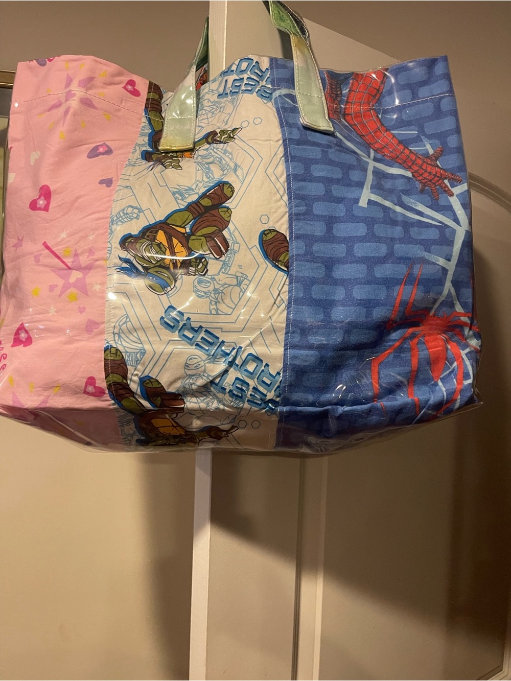 Comme des Garcons Multicolor Comic Patch PVC Tote Bag - Blue, White, Pink